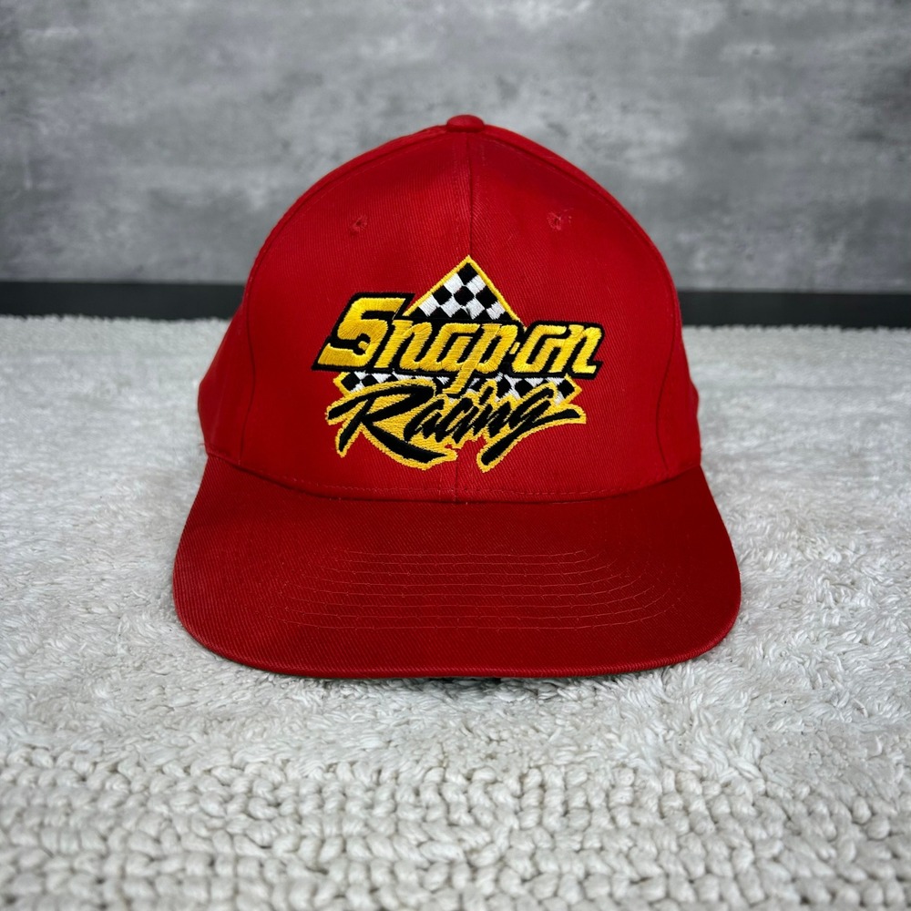 90s Vintage Snap On Racing Snapback Hat OSFA Nascar Embroidered Dad Cap Red